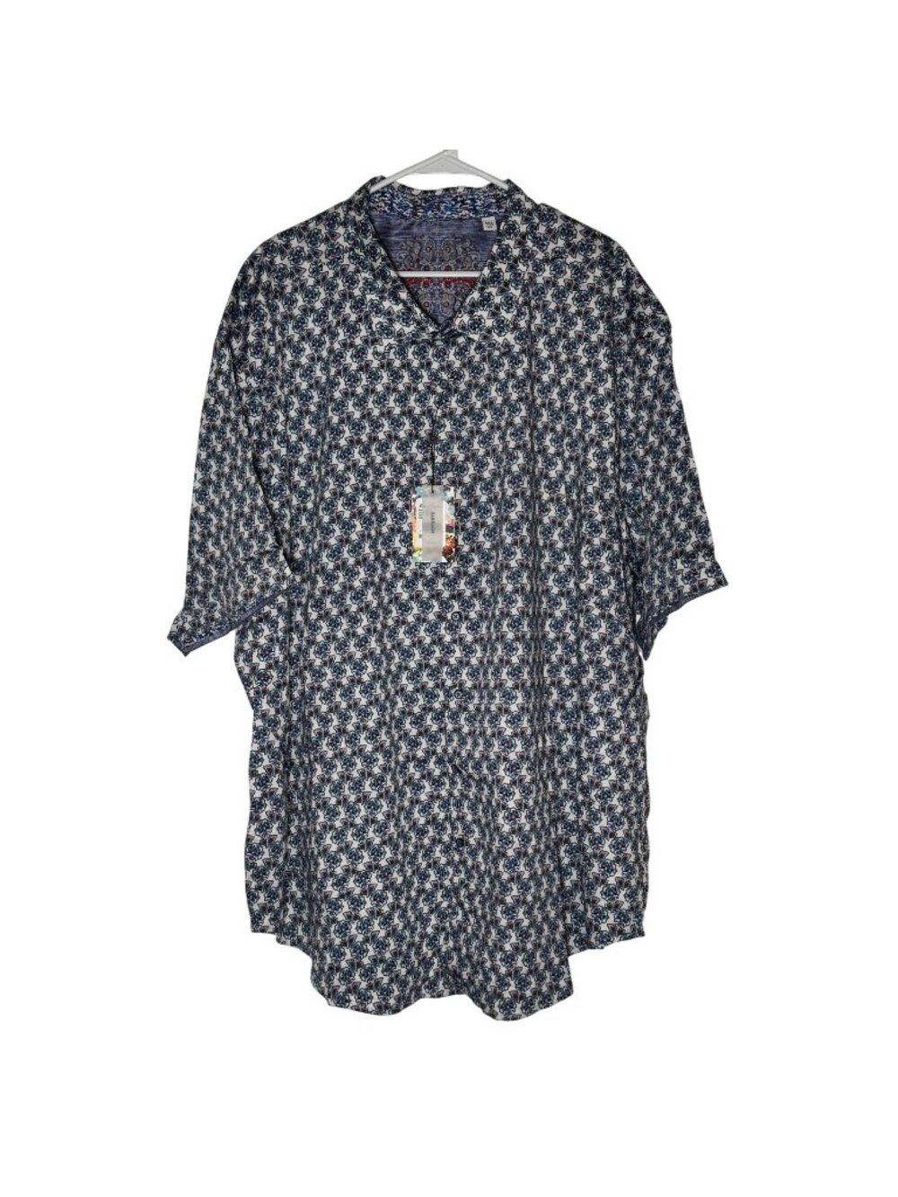 Robert Graham Avory Floral Print Short Sleeve Button Down Shirt Size 5X NWT